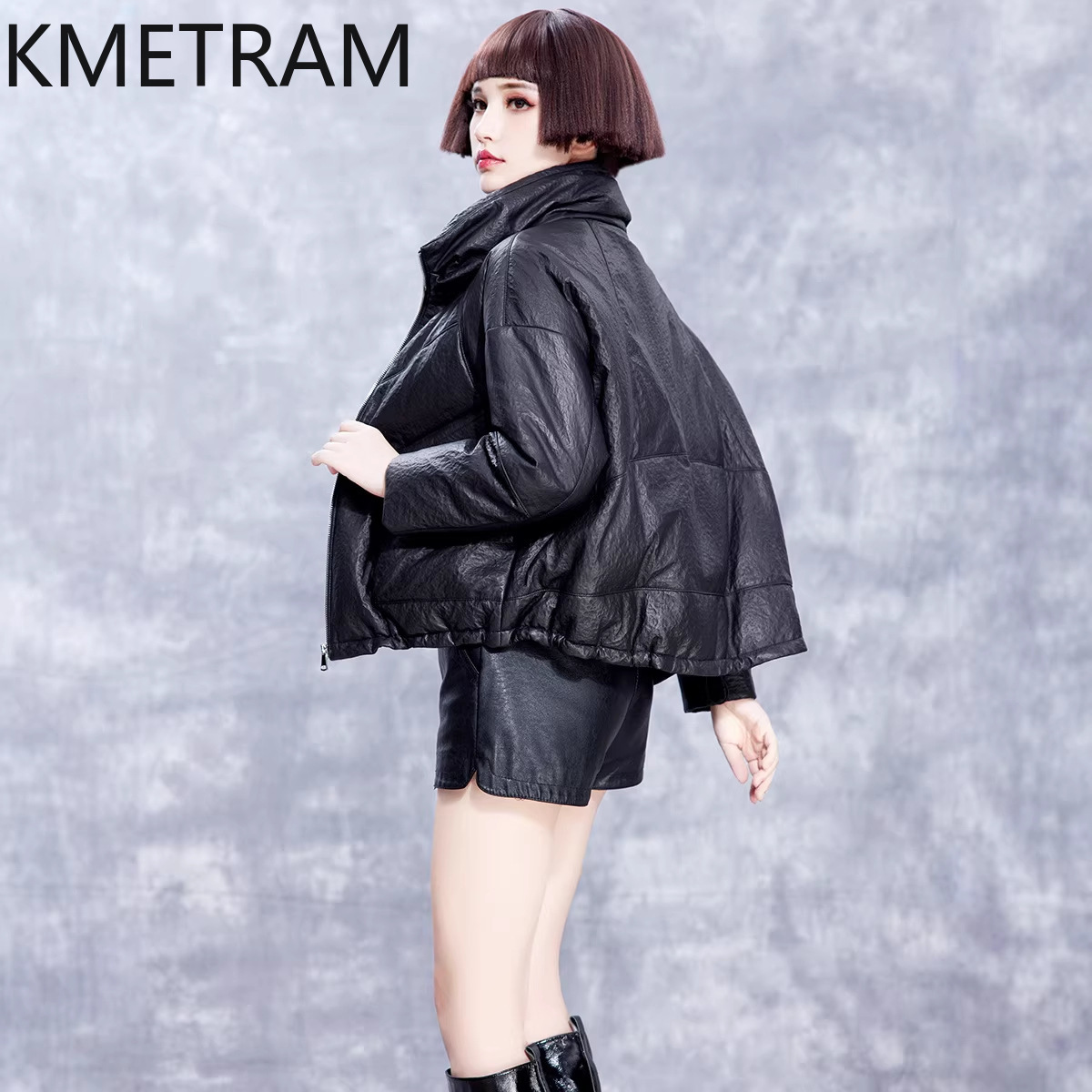 Puffer Jacket Women Down - KMETRAM Blouson en cuir véritable de