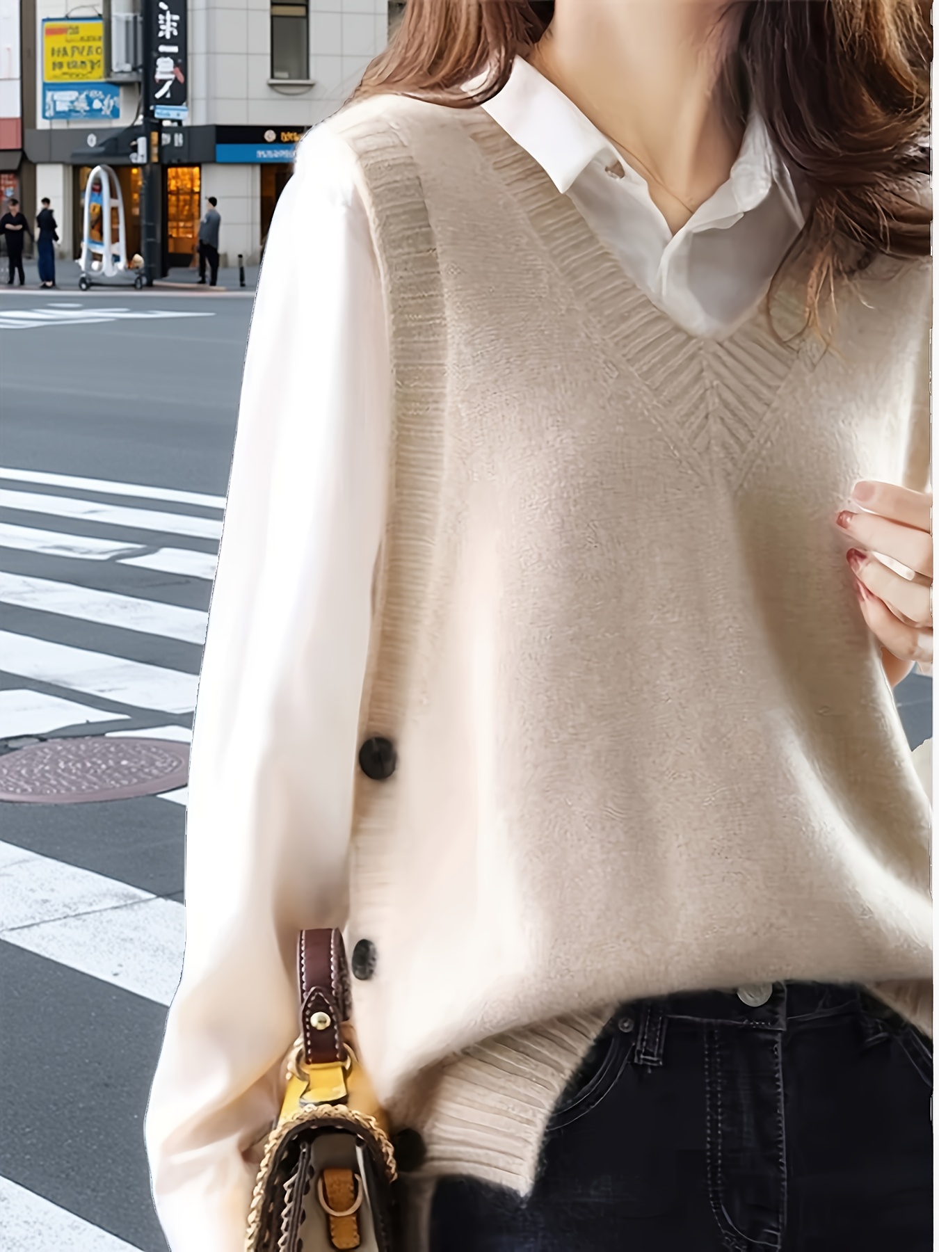 Winter Clothing Wholesale - Gilet pull en maille col V