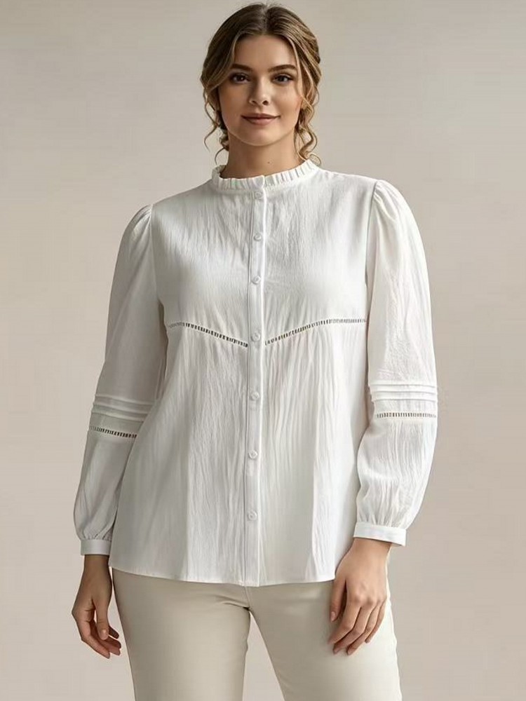 Winter Clothing Plus Size - Chemise Blouse Blanche Élégante Grande Taille