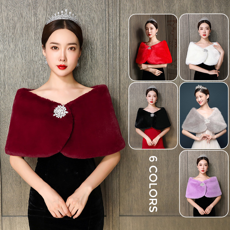 Winter Clothing Deals - Châle de mariée en fausse fourrure