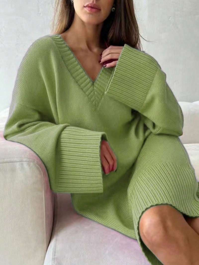 Winter Clothing Plus Size - Robe pull unie pour femme grande