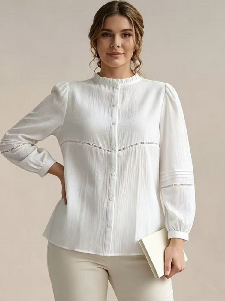 Chemise Blouse Blanche Élégant - Winter Clothing Plus Size avis et prix