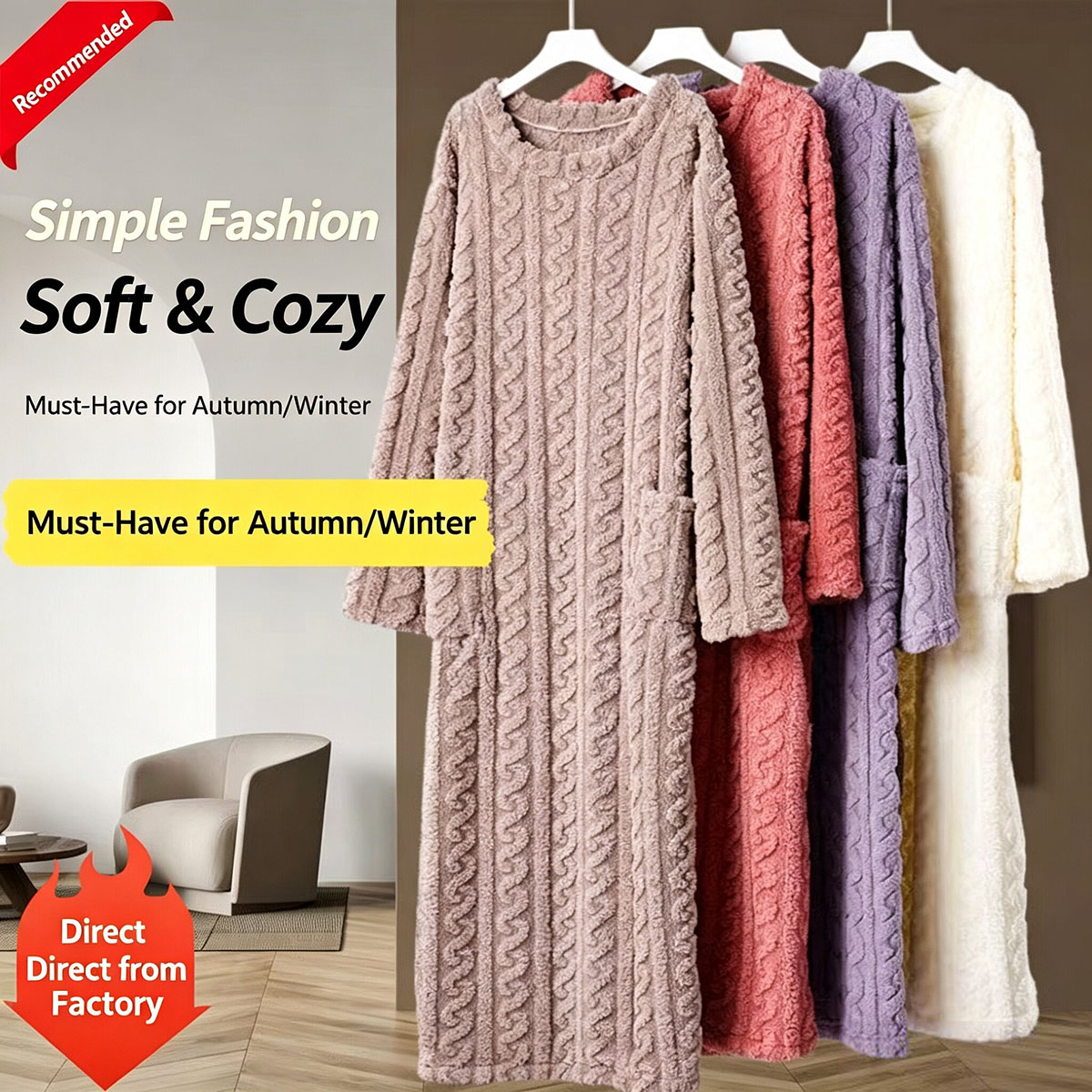 Robe de nuit en velours corail - Winter Clothing Deals avis et prix