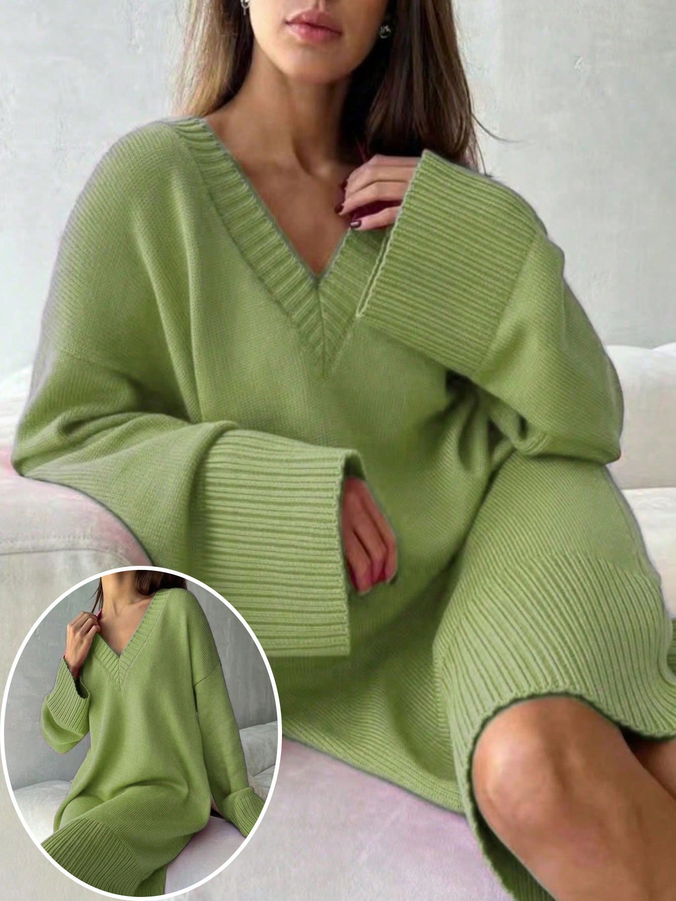 Robe pull unie pour femme gran - Winter Clothing Plus Size avis et prix
